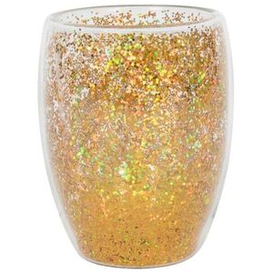 HIT duplafalú üvegpohár, konfetti, arany, 350 ml kép