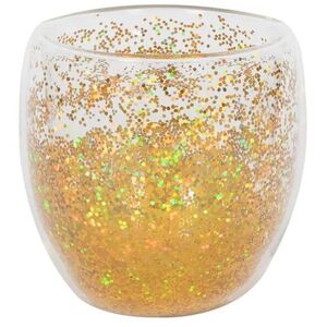 HIT duplafalú üvegpohár, konfetti, arany, 250 ml kép