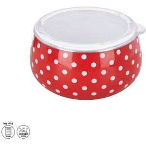 Orion Zománcozott tál + fedő, pöttyös, 13 cm kép