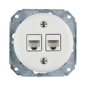 Reblig - Porcelán retro Ethernet aljzat keret nélkül 2x CAT.5E fehér RGCATX-W kép
