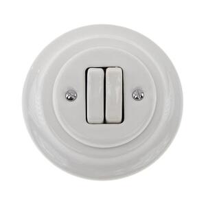 Reblig - retro porcelán dupla kapcsoló kerettel č. 5 fehér RG210Q-W kép