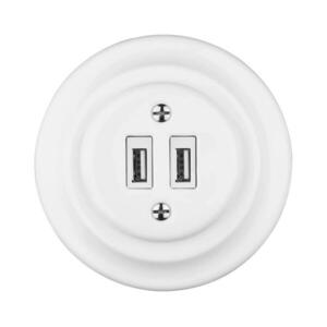 Reblig - Porcelán retro USB fali aljzat kerettel 2x USB-A fehér RGUSB-W kép