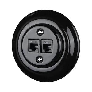 Reblig - Retro porcelán Ethernet aljzat kerettel 2xCAT.5E fekete RGCAT-B kép
