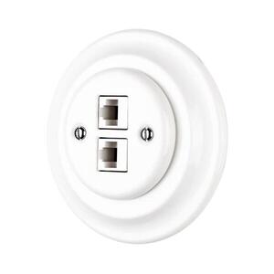 Reblig - Porcelán retro Ethernet aljzat kerettel 2x CAT.5E fehér RGCAT-W kép