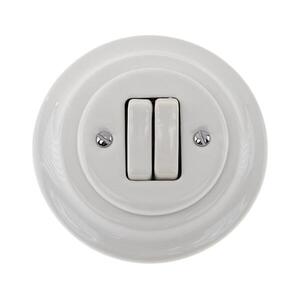 Reblig - Retro stílusú porcelán dupla kapcsoló kerettel č. 6+6 fehér RG220Q-W kép