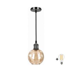 BRILAGI -LED zsinóros csillár RETRO GLASS 1xE27/60W/230V Ø 18 cm fekete/füstbarna NSTK7482+AI0177 kép