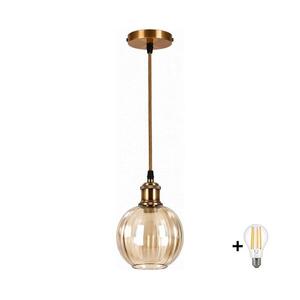 BRILAGI -LED kábelles függeszték RETRO GLASS 1xE27/60W/230V átm. 18 cm arany/füstbarna NSTK7482+AI0178 kép