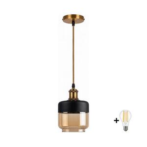 BRILAGI-LED Zsinóros csillár RETRO GLASS 1xE27/60W/230V Ø 14 cm arany/füstbézs NSTK7324+AI0178 kép