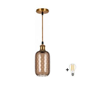 BRILAGI-LED kábeles függőlámpa RETRO GLASS 1xE27/60W/230V átm. 14 cm arany/füstbarna NSTK7702+AI0178 kép