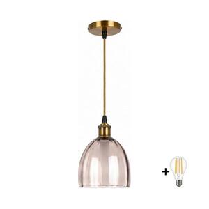 BRILAGI-LED kábeles csillár RETRO GLASS 1xE27/60W/230V átm. 17cm arany/füstös bézs NSTK7393+AI0178 kép
