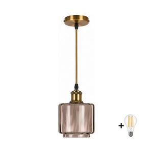 BRILAGI-LED zsinóros függőlámpa RETRO GLASS 1xE27/60W/230V átmérő 15 cm arany/füstös bézs NSTK7399+AI0178 kép