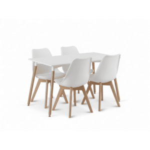 Étkezőgarnitúra 1 + 4, fehér asztal ADRIA 120x80 cm + fehér szék BALI MARK bükk lábakkal kép