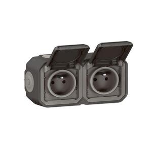 Legrand - Kültéri dupla dugalj PLEXO 250V IP55 antracit 069788L kép