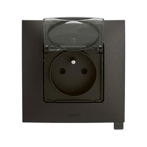 Legrand - Kültéri háztartási aljzat kerettel NILOE 250V IP44 fekete LR0012+LR0003 kép