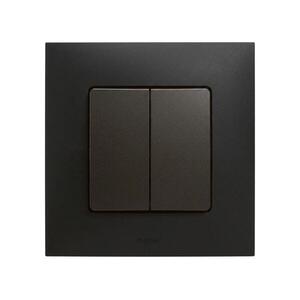 Legrand - Dupla lépcsőházi kapcsoló sz. 6+6 NILOE kerettel fekete LR0012+LR0005 kép
