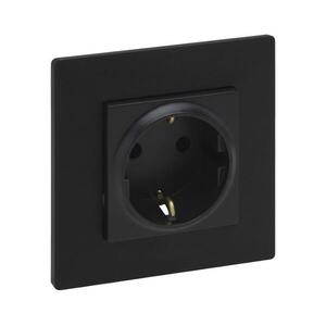 Legrand - SCHUKO háztartási aljzat kerettel NILOE STEP 250V fekete LR0044+LR0116 kép