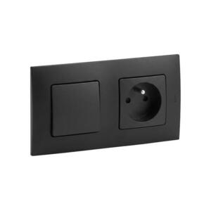 Legrand - Háztartási aljzat és egypólusú kapcsoló (1-es) NILOE 250V fekete LR0013+LR0001+LR0006 kép