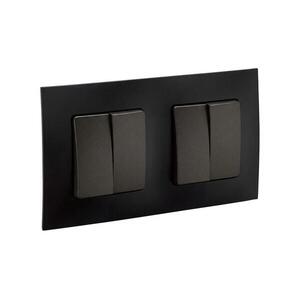 Legrand - 2x kettős soros kapcsoló č. 5 NILOE kerettel, fekete LR0013+2xLR0007 kép