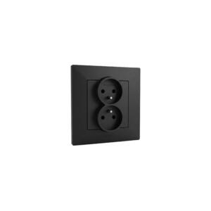 Legrand - Dupla háztartási dugaljzat kerettel NILOE STEP 250V fekete LR0044+LR0034 kép