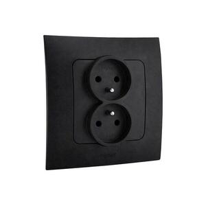 Legrand - Kettős fali konnektor NILOE kerettel 250V fekete LR0012+LR0002 kép