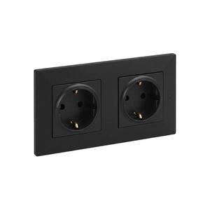 Legrand - Dupla háztartási SCHUKO NILOE STEP 250V fekete LR0045+2xLR0116 kép