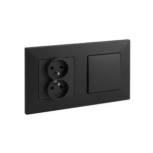 Legrand-Dupla háztartási aljzat és egypólusú kapcsoló rá NILOE STEP 250V fekete LR0045+LR0034+LR0038 kép