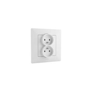 Legrand - Kettős háztartási dugalj kerettel NILOE STEP 250V fehér LR0060+LR0050 kép