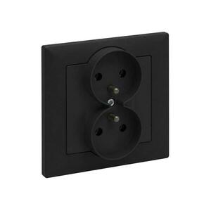 Legrand - Dupla háztartási konnektor kerettel SUNO 250V fekete LR0076+LR0066 kép