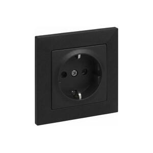 Legrand - Háztartási SCHUKO aljzat SUNO kerettel 250V fekete LR0076+LR0118 kép