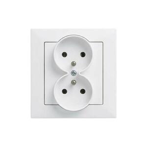 Legrand - Dupla háztartási dugalj kerettel SUNO 250V fehér LR0092+LR0082 kép