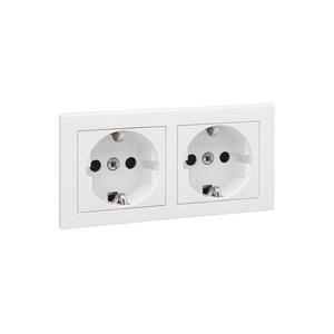 Legrand - Dupla háztartási SCHUKO dugalj SUNO kerettel 250V fehér LR0093+LR0117+LR0117 kép
