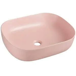 Pultra ültethető mosdókagyló Larss light pink matt 49 kép