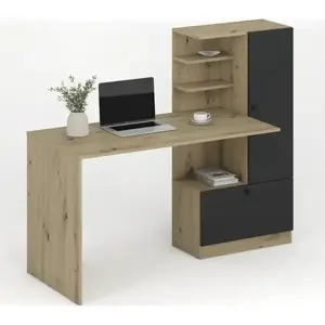 Íróasztal Hobas Tölgy Artisan/Fekete kép