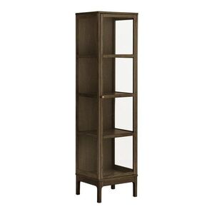 Sötétbarna tálalószekrény tölgyfa dekorral 47x180x40 cm Zamora – House Nordic kép