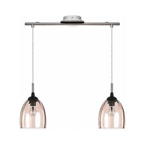 BRILAGI-LED függőlámpa zsinóron RETRO GLASS 2xE27/60W/230V matt króm/füstös bézs 1xEG32519+2xNSTK7393 kép