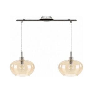 BRILAGI-LED Kábeles függőlámpa RETRO GLASS 2xE27/60W/230V matt króm/füstös bézs 1xEG32519+2xNSBL1194 kép