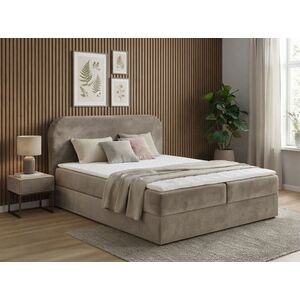 Kárpitozott boxspring ágy FORENA 160x200 cm bézs Matrac: Bonell rugós matrac kép