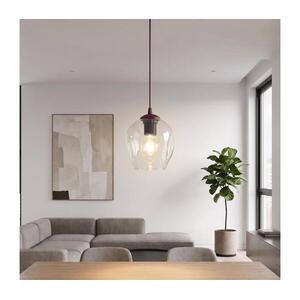 EMIBIG ISTAR függőlámpa kábelen 1xE27/15W/230V Ø 14 cm piros/átlátszó 1784/1 kép