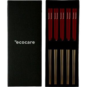 ECOCARE Fém Sushi pálcika doboz arany-piros 10 db kép