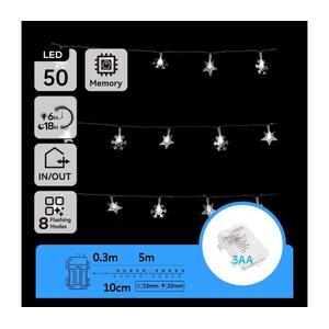 B.V. - LED kültéri karácsonyi fényfüzér 50xLED/8 funkciós 3xAA 5 m IP44 hideg fehér B10303K52 kép