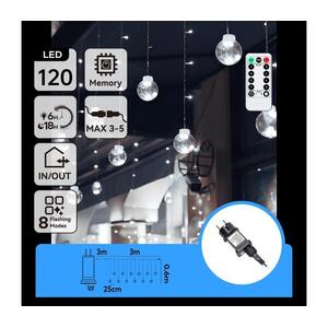B.V. - LED kültéri karácsonyi fényfüzér 120xLED/6W/230V/8 funkciós 3x0, 6m IP44 hideg fehér+távirányítóval B10303S72 kép