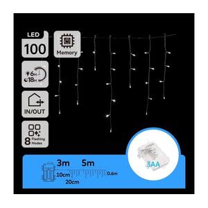B.V. - LED kültéri karácsonyi fényfüzér 100xLED/8 funkció/3xAA 8x0, 6m IP44 hideg fehér B10303K40 kép