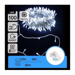 B.V. - LED kültéri karácsonyi fényfüzér 100xLED/8 üzemmód 10, 3 m IP44 hideg fehér B10303K1V kép