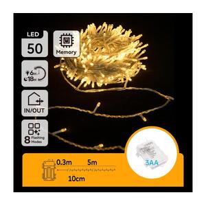 B.V. - LED Kültéri karácsonyi fényfüzér 50xLED/8 üzemmód 3xAA 5, 3m IP44 meleg fehér B10303K1R kép