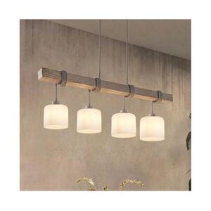 BRILAGI - Zsinórral függesztett csillár WOOD GLASS 4xE27/60W/230V fenyő/szürke/fehér EG49927A+4xNSTK7006 kép