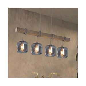 BRILAGI - Kábeles függeszték WOOD GLASS 4xE27/60W/230V fenyő/szürke/füstszürke EG49927A+4xNSTK7758 kép