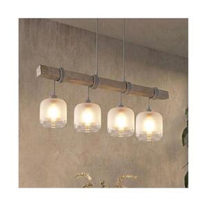 BRILAGI - Kábellel függesztett csillár WOOD GLASS 4xE27/60W/230V fenyő/szürke/fehér EG49927A+4xNSTK7779 kép