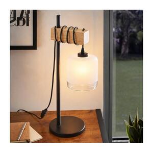 BRILAGI - Asztali lámpa WOOD GLASS 1xE27/40W/230V barna/fekete/fehér EG780173+NSTK7779 kép
