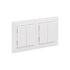 Legrand - 2x Dupla lépcsőházi kapcsoló č. 5 kerettel SUNO fehér LR0093+LR0087+LR0087 kép