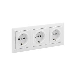 Legrand - Háromtagos háztartási SCHUKO konnektor SUNO kerettel 250V fehér LR0078+LR0117+LR0117+LR0117 kép